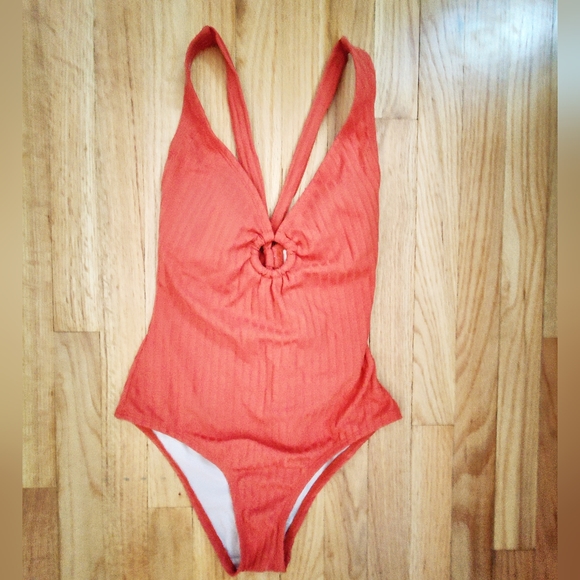 Kona Sol One Piece Orange Bathing Suit Size Small - Picture 2 of 7